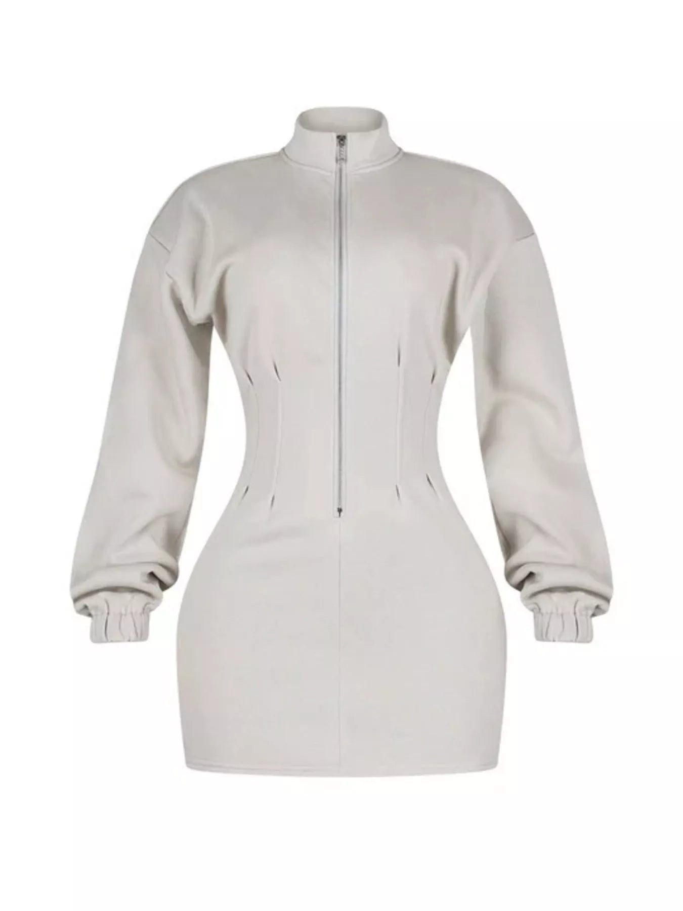 Trendsi Casual Zip-Up Long Sleeve Mini Dress -