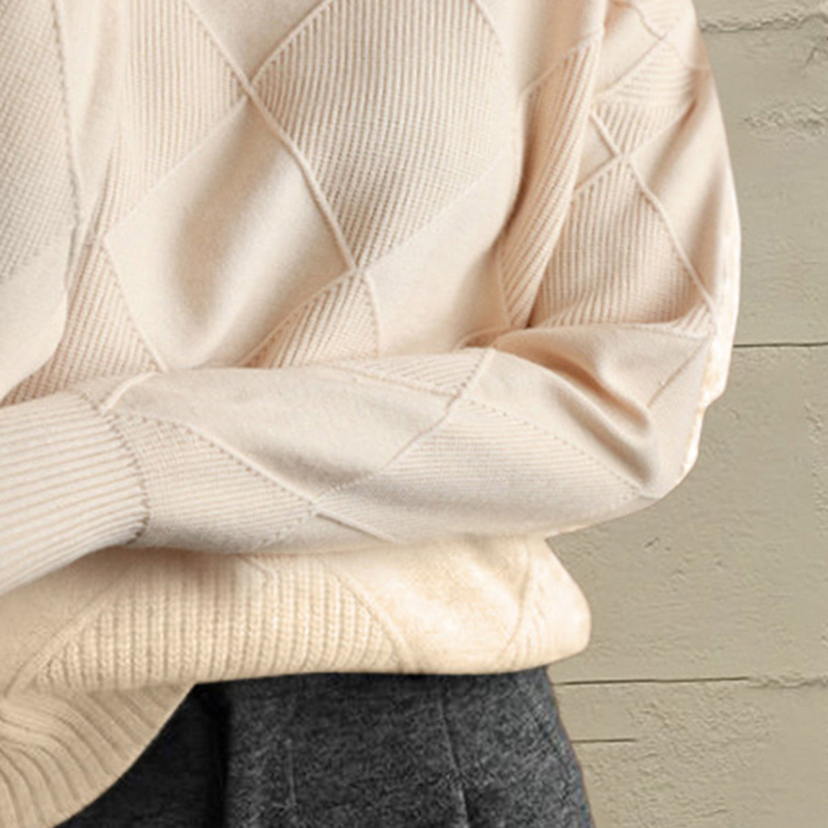Trendsi Geometric Turtleneck Long Sleeve Sweater -