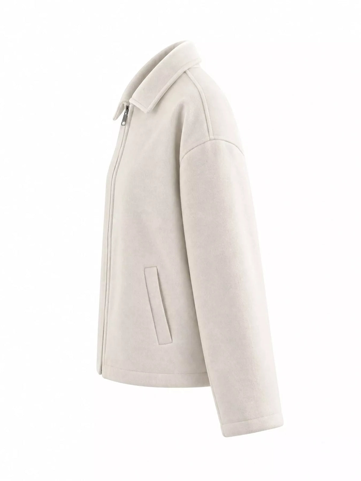 Cropped zip jacket, ivory side