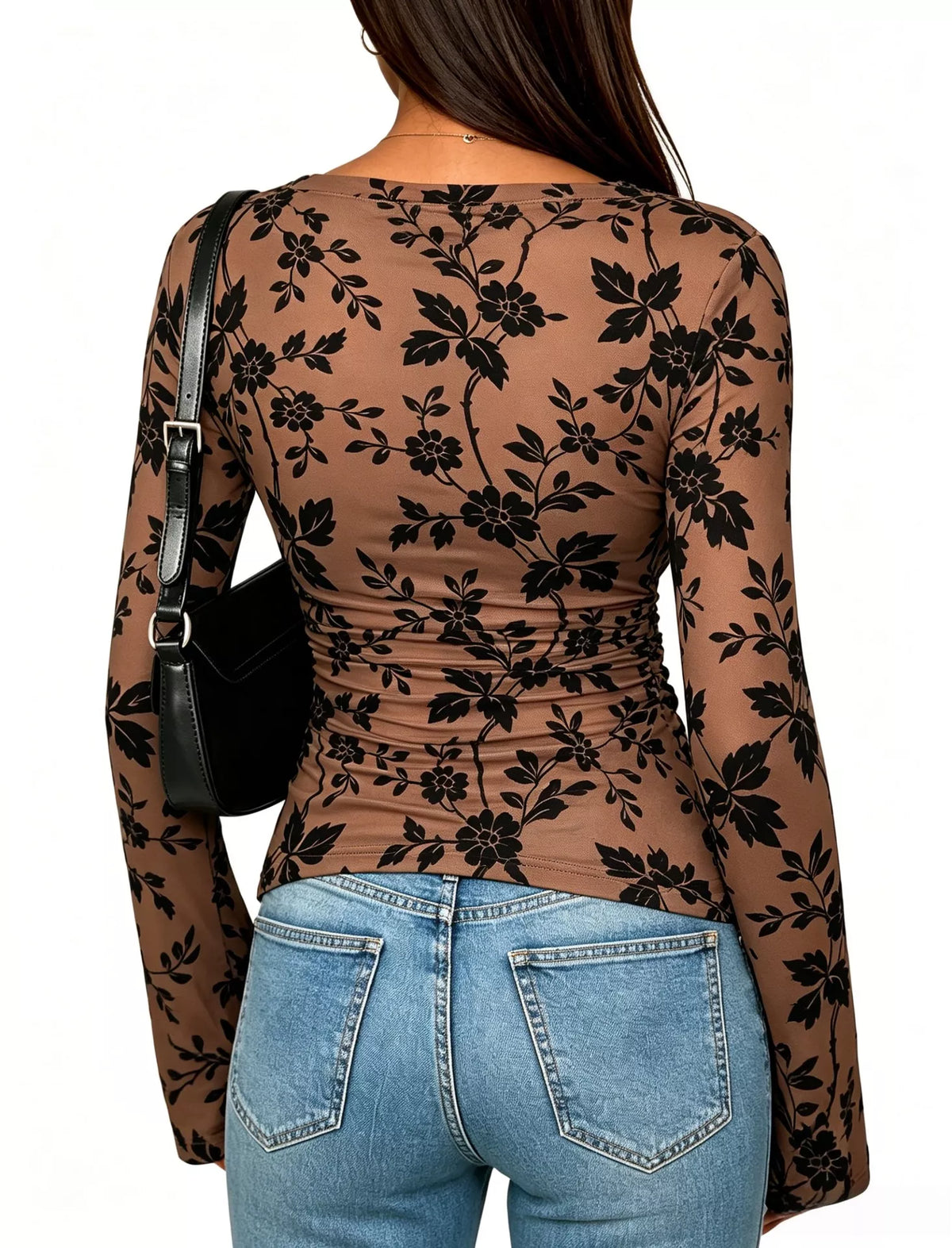 Trendsi Slim Fit Floral Print Long Sleeve Top -