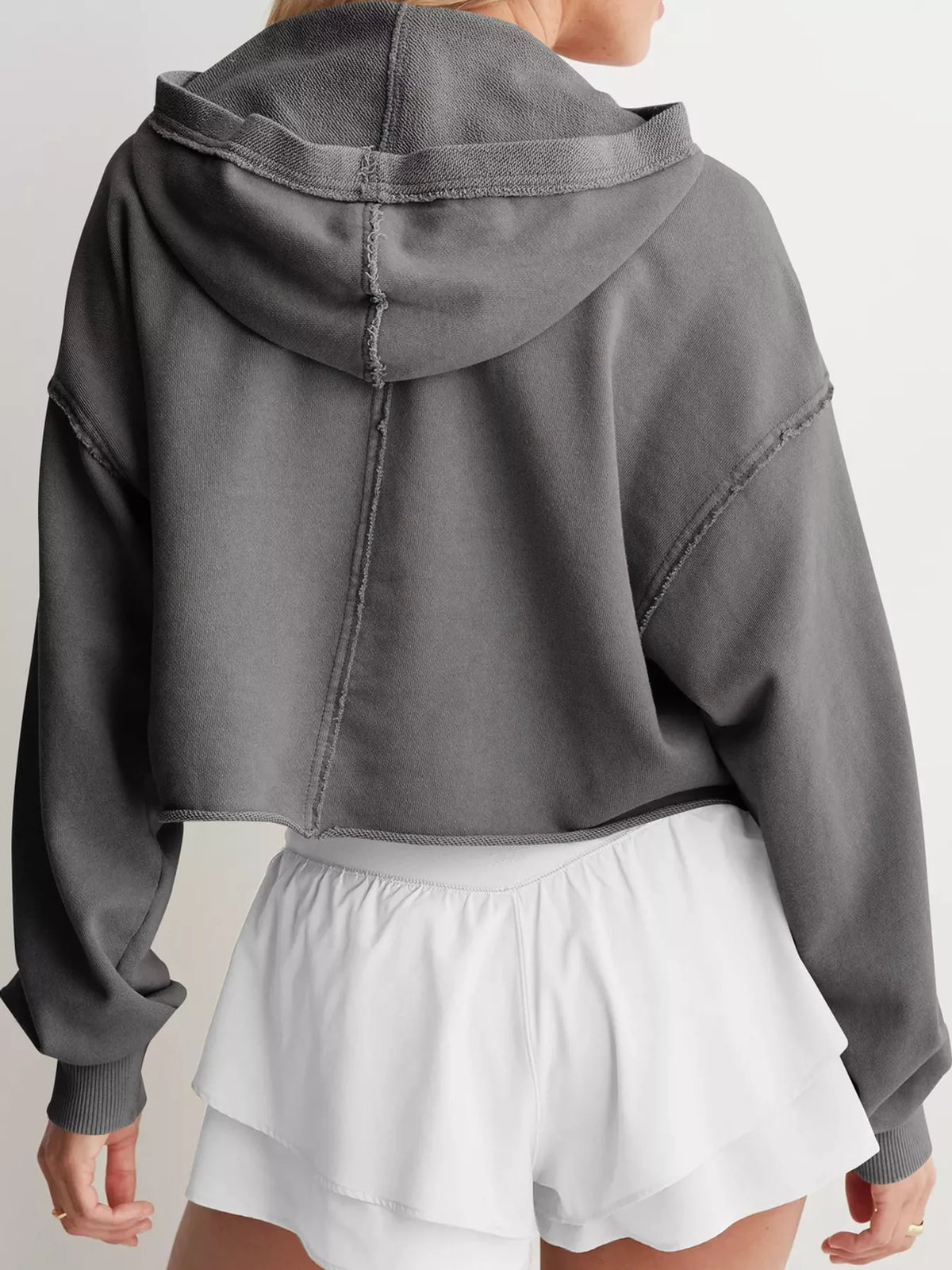 Cropped hoodie, dark gray back