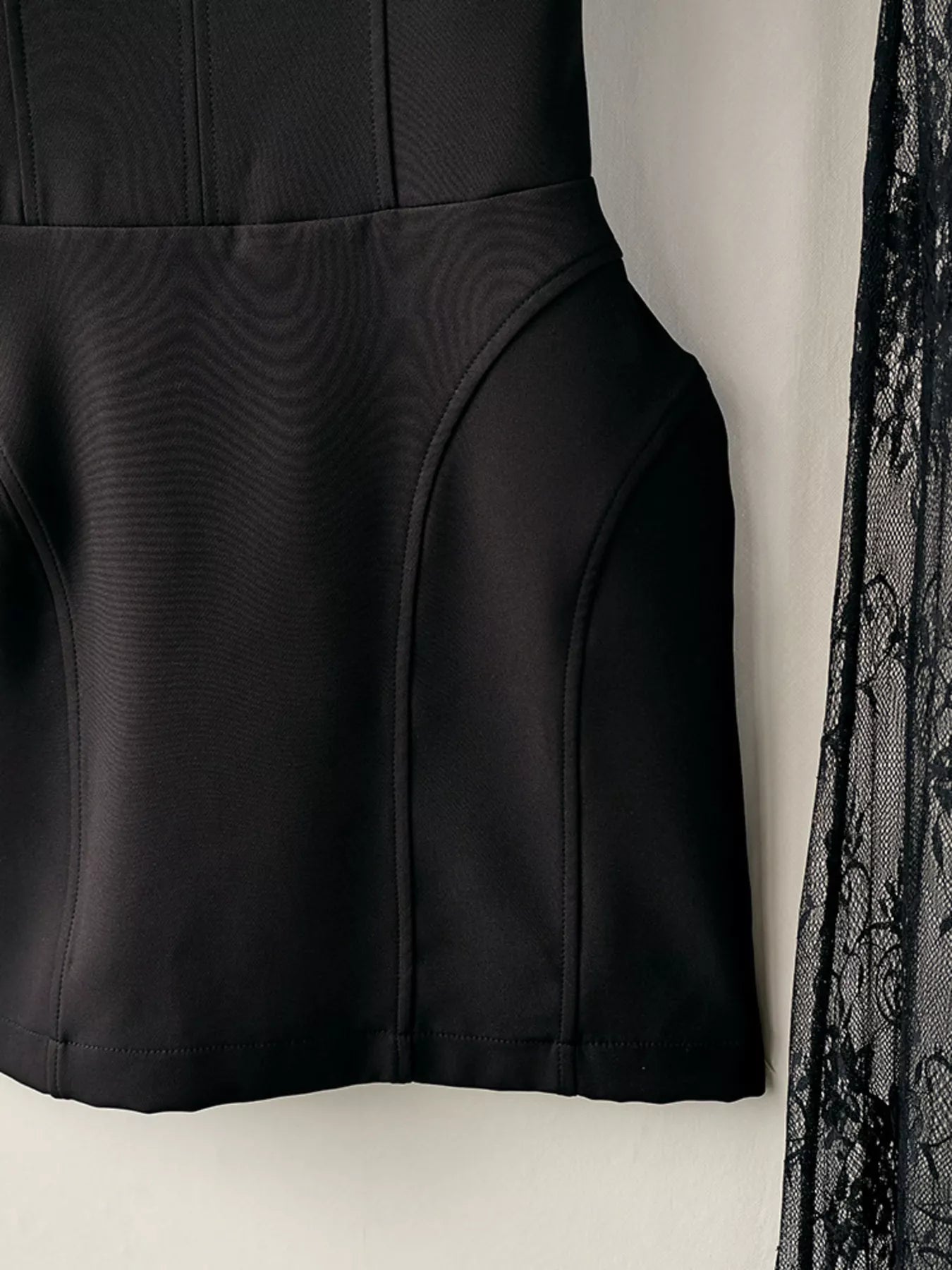 Trendsi Lace Corset Mini Dress Set with Sheer Overlay -