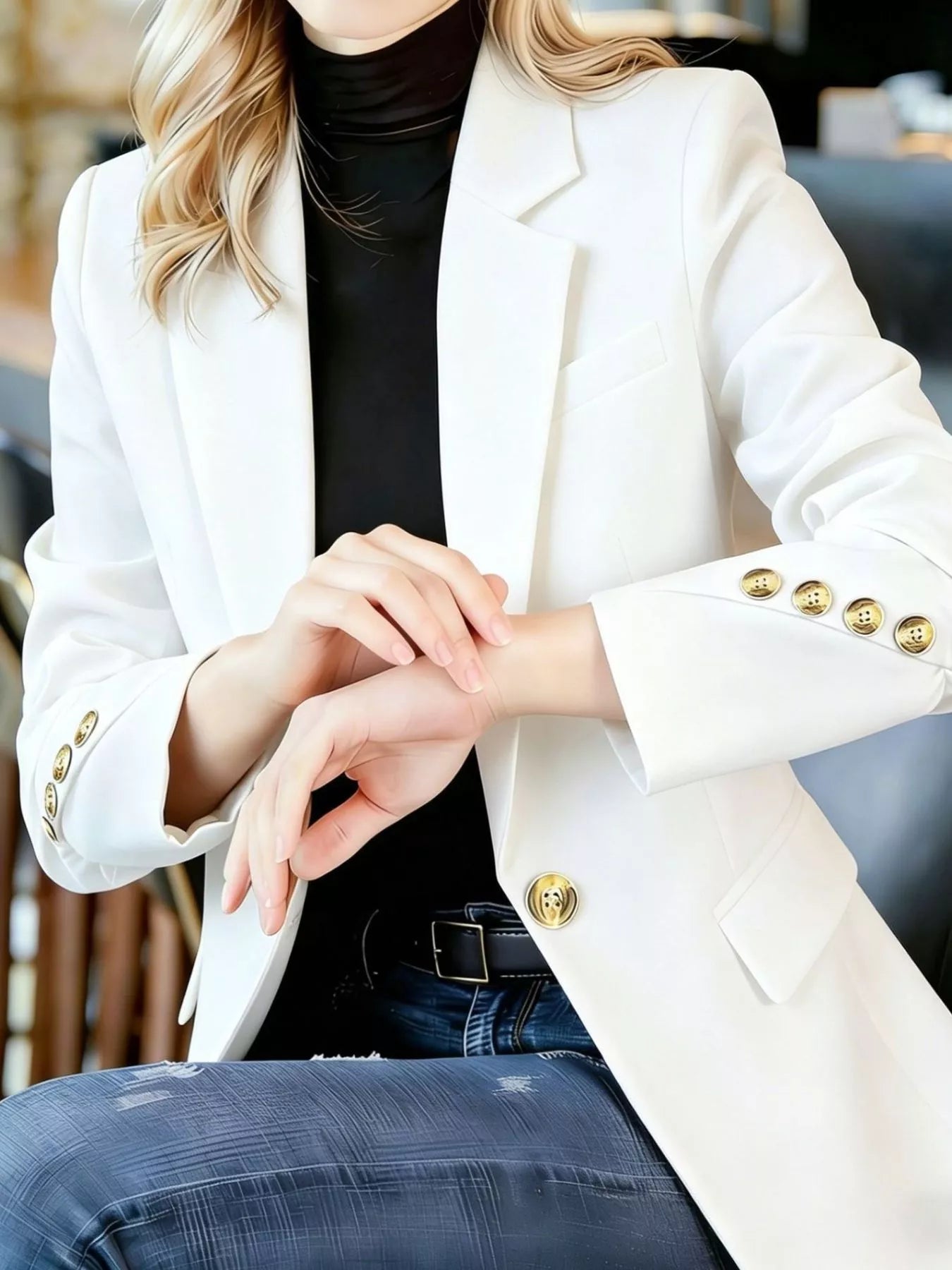 Trendsi Full Size One Button Lapel Collar Blazer Plus Size -