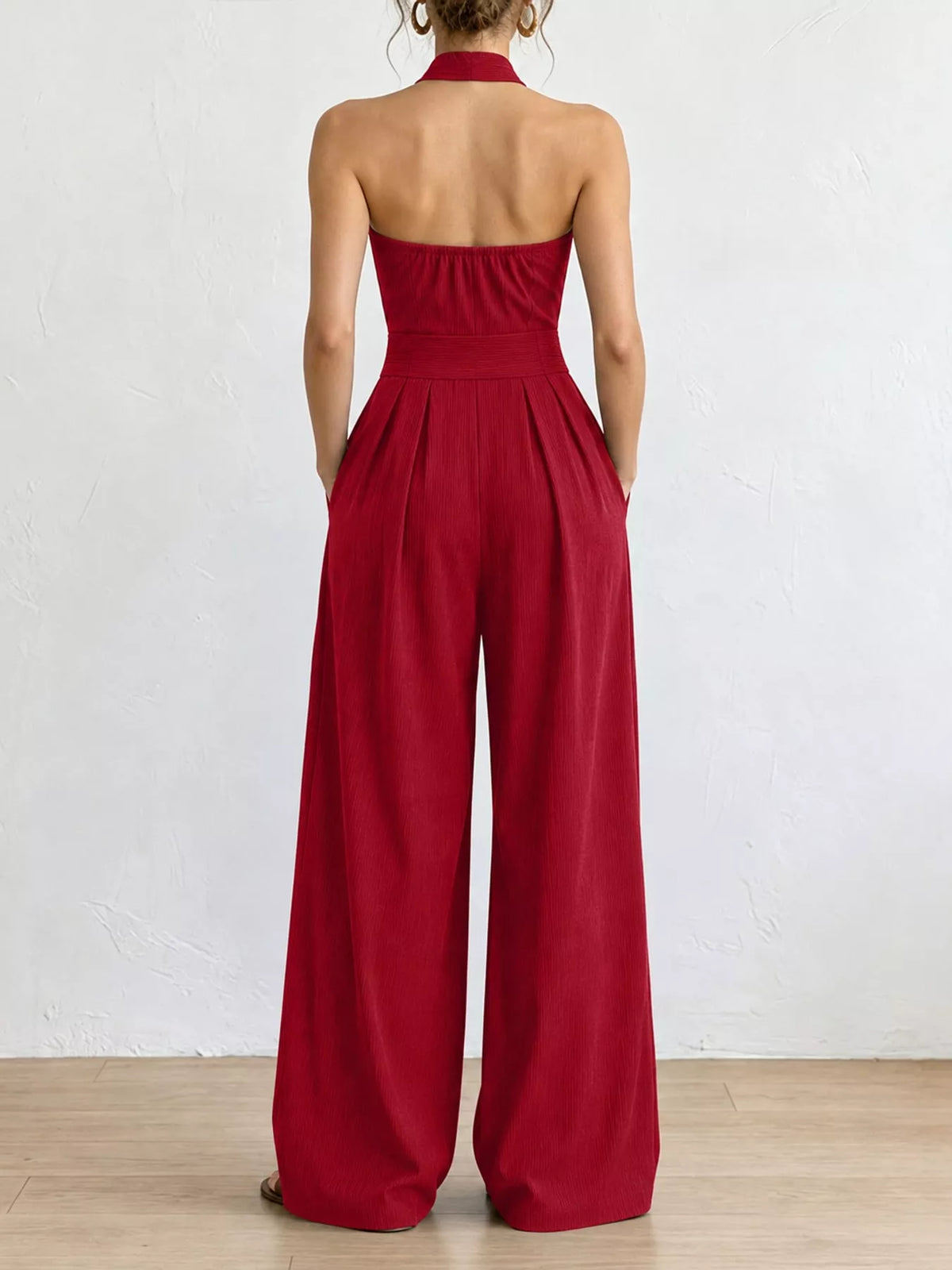 Wide-leg jumpsuit, red back