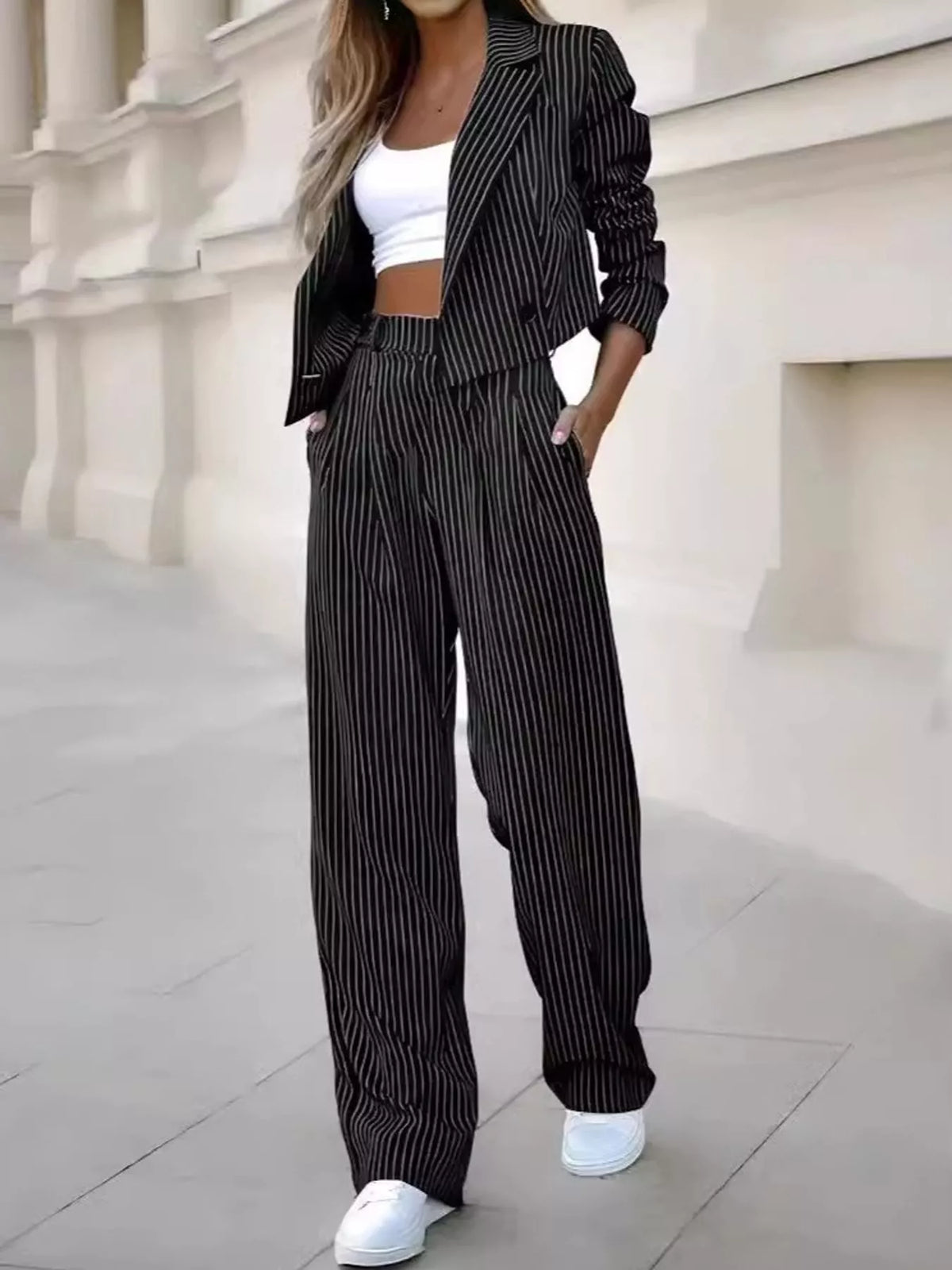 and Wide-Leg Pants Two-Piece Set — front view