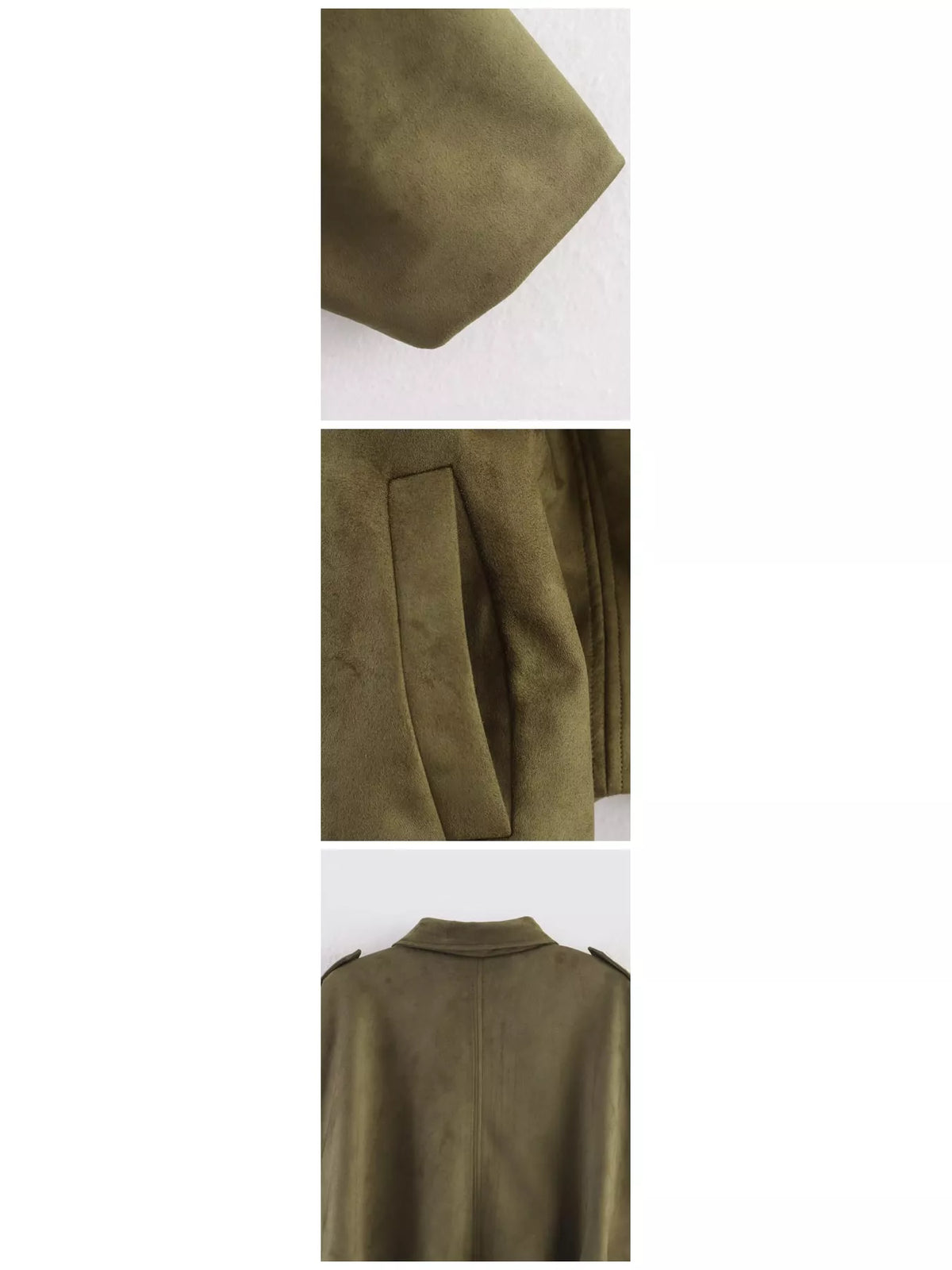 Cropped zip jacket, olive cuff pocket and back details