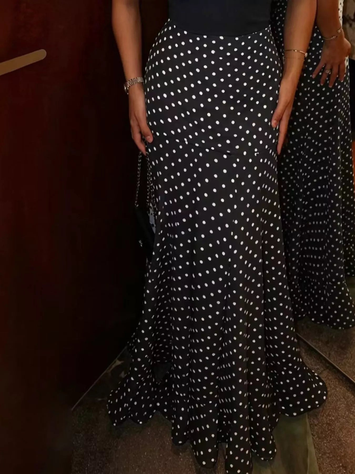 Trendsi Polka Dot Mermaid Maxi Skirt -