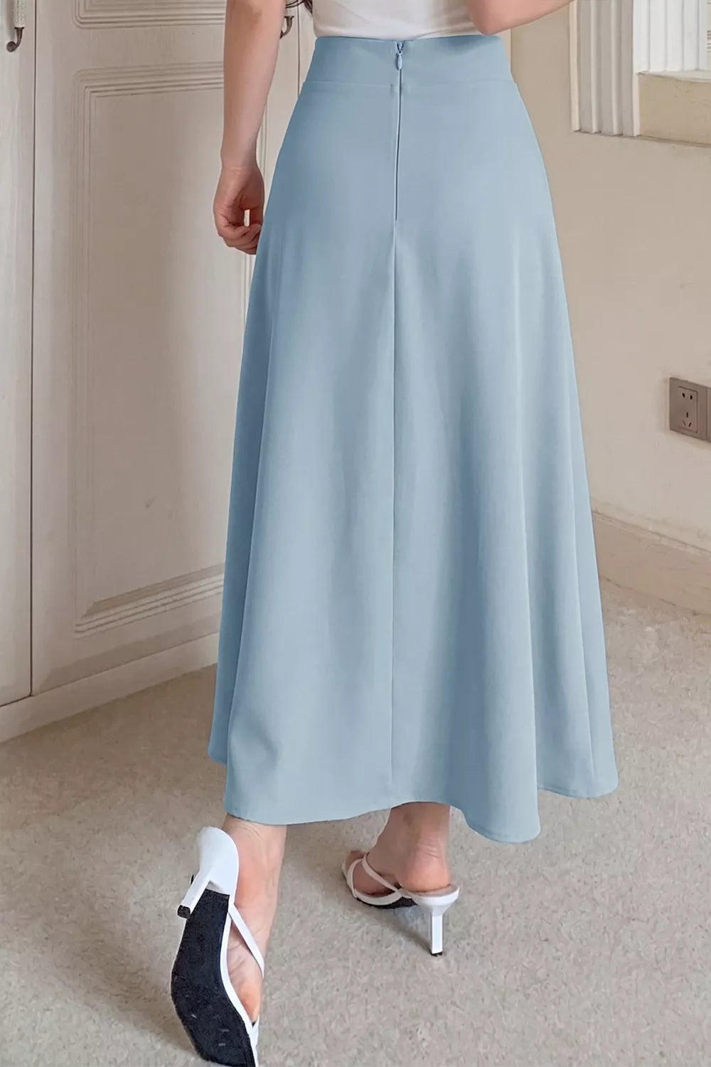 Trendsi A-Line Midi Skirt with Zipper -