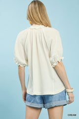 Trendsi Umgee Cotton Gauze Ruffle Top -