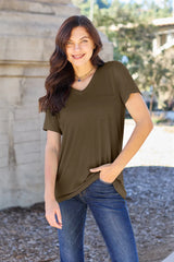 Trendsi Basic Bae Full Size V-Neck Short Sleeve T-Shirt -