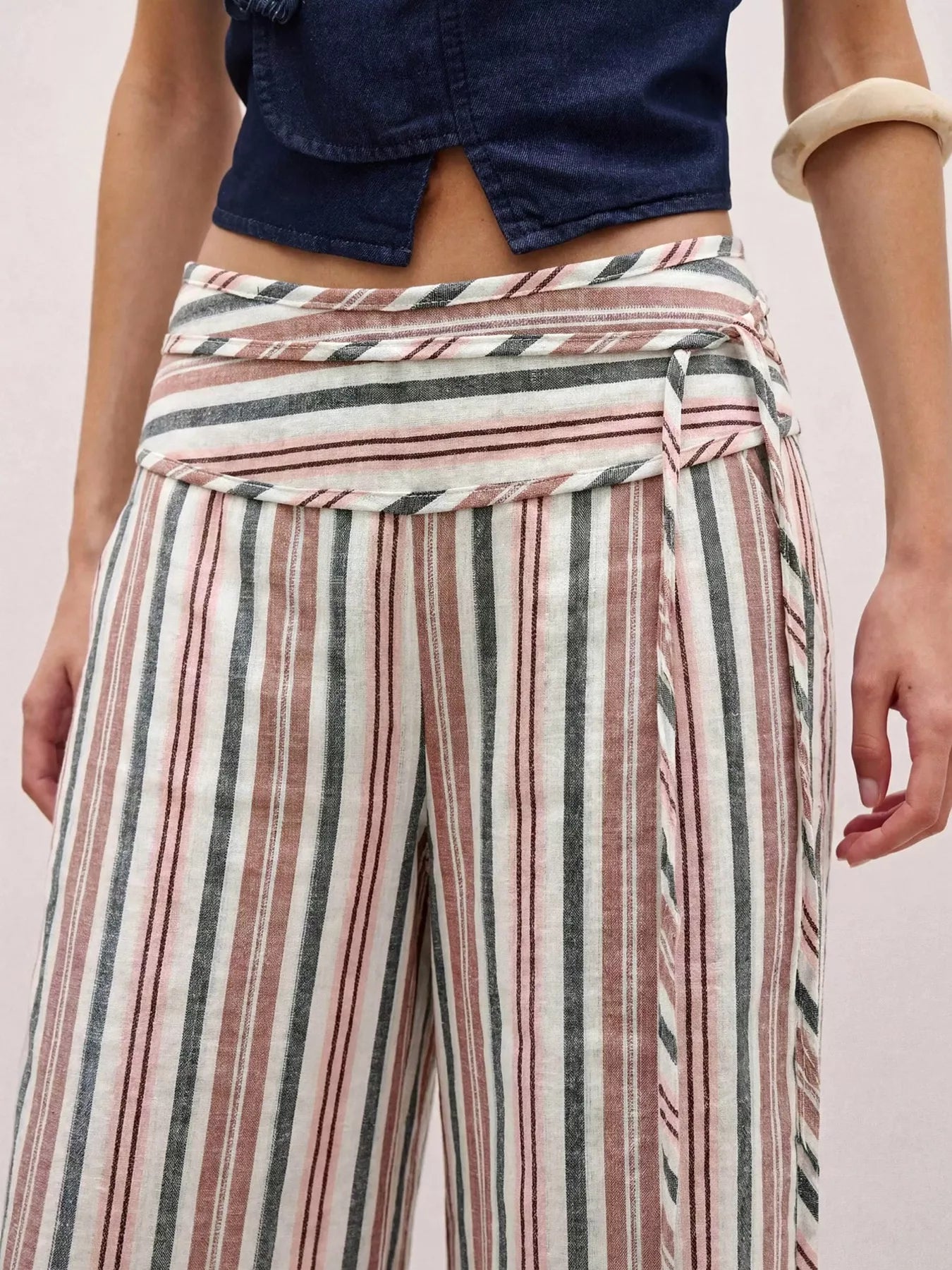 Trendsi Striped Wide-Leg Pants with Tie Waist -