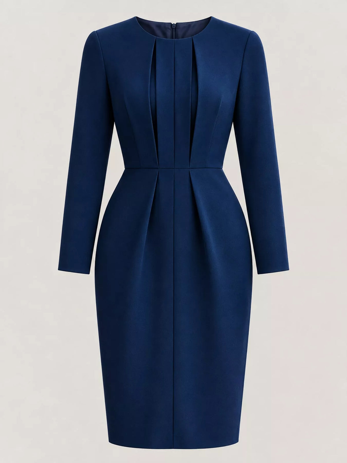 Navy long sleeve bodycon dress, front view