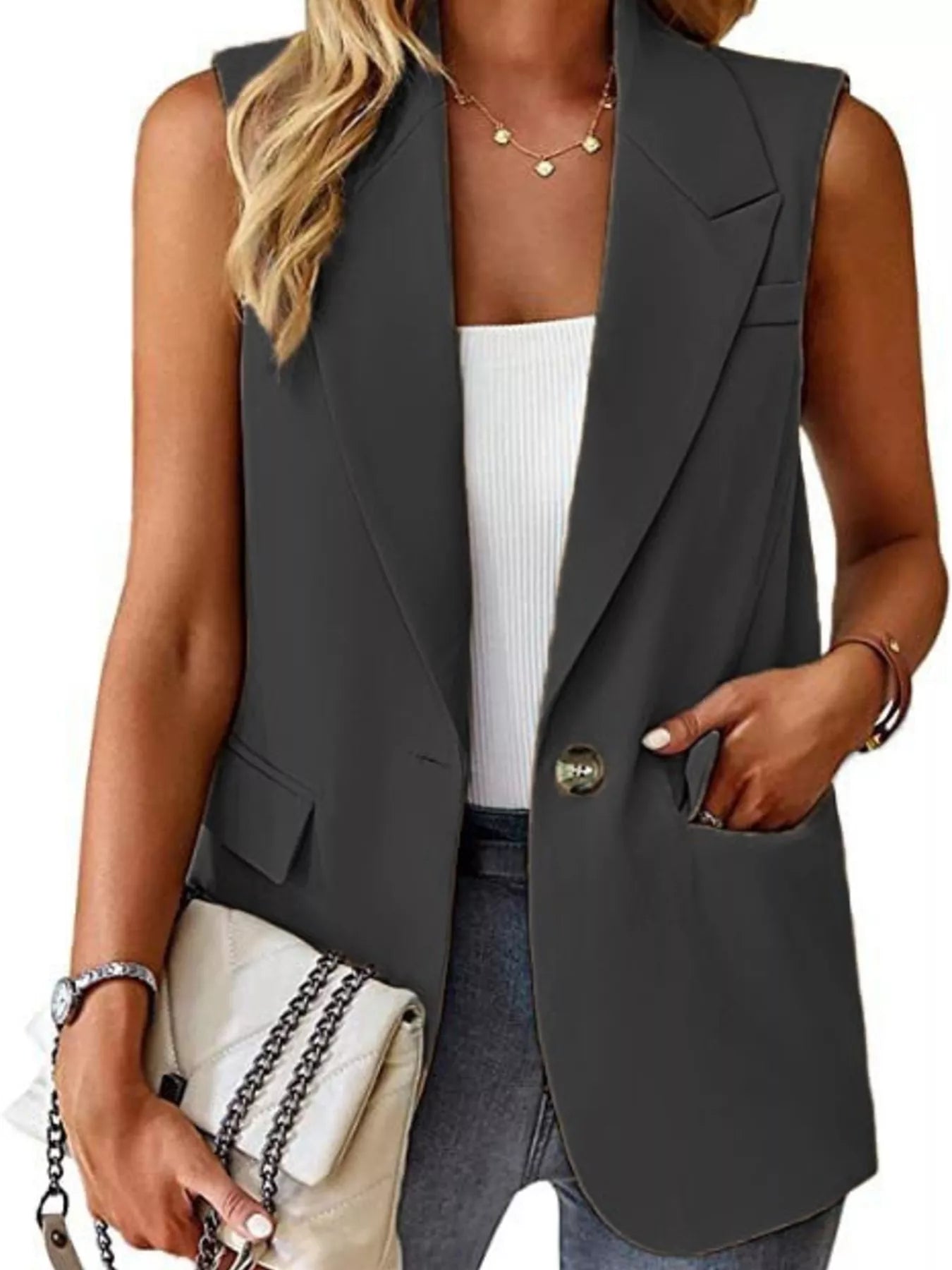 Trendsi One Button Blazer Vest -