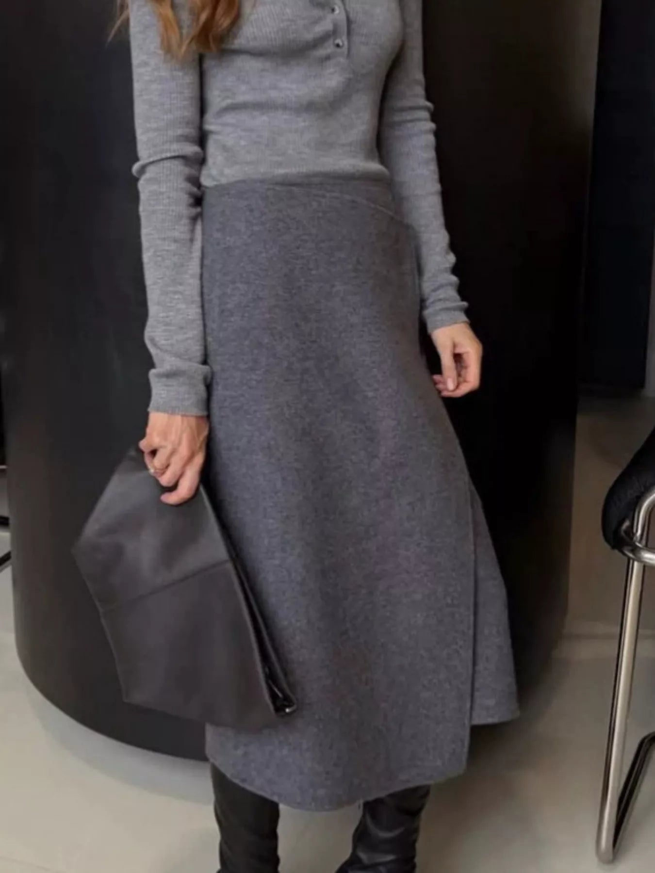 Trendsi High-Waisted Wrap Midi Skirt -