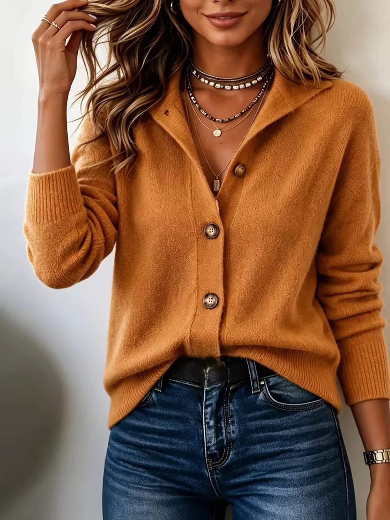 Trendsi Button-Down Knit Cardigan -