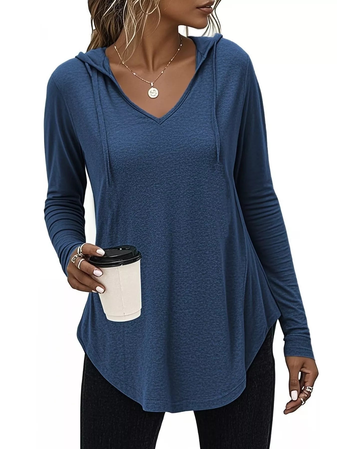 Trendsi Full Size Drawstring Long Sleeve Hooded Top Plus Size -