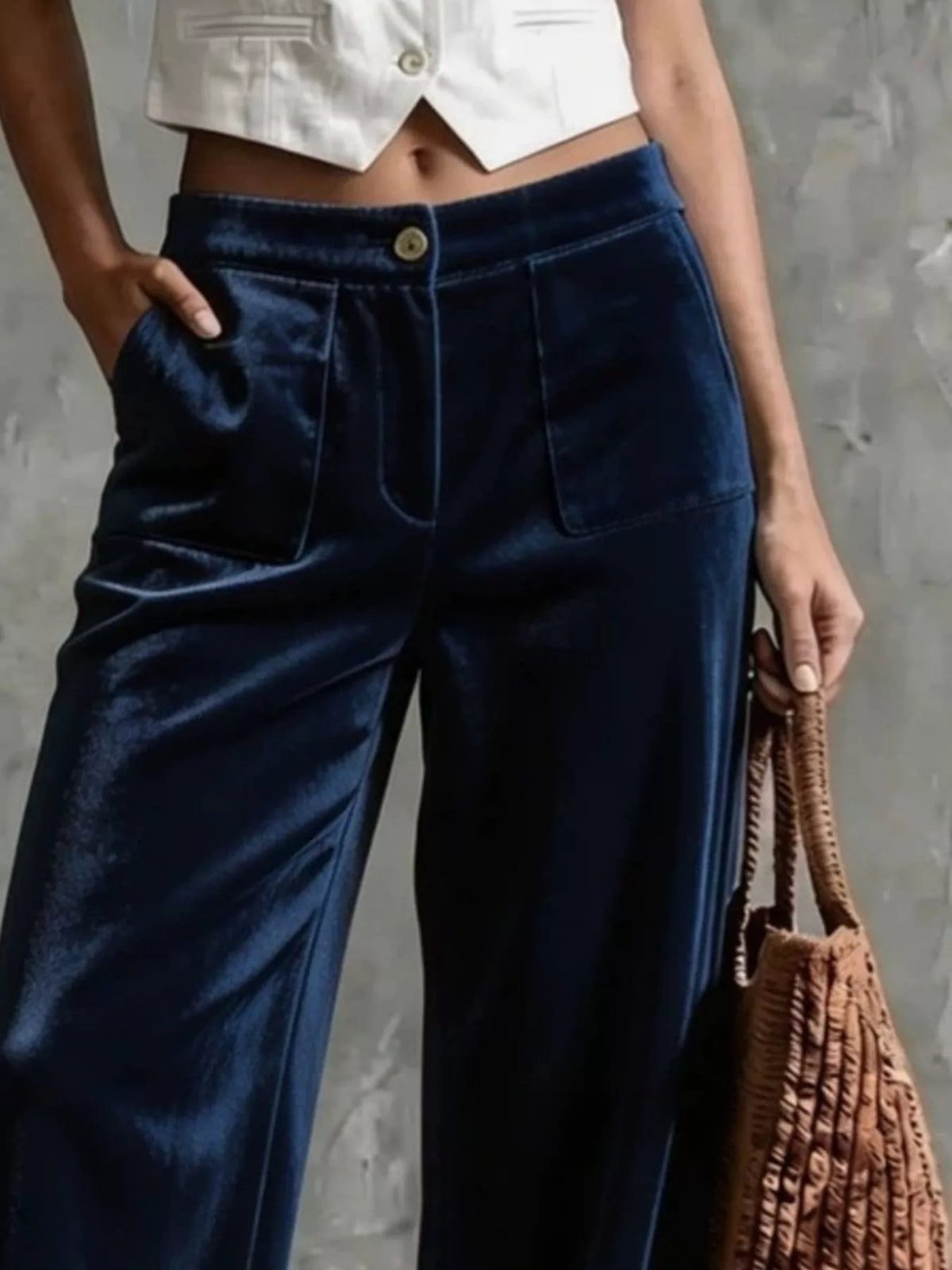 Trendsi Full Size Velvet Wide-Leg Pants Plus Size -