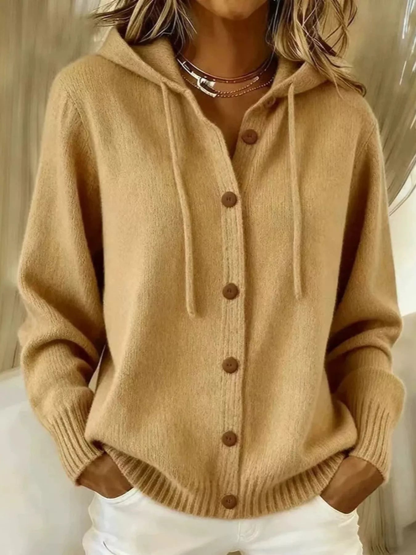Trendsi Hooded Button-Up Cardigan -