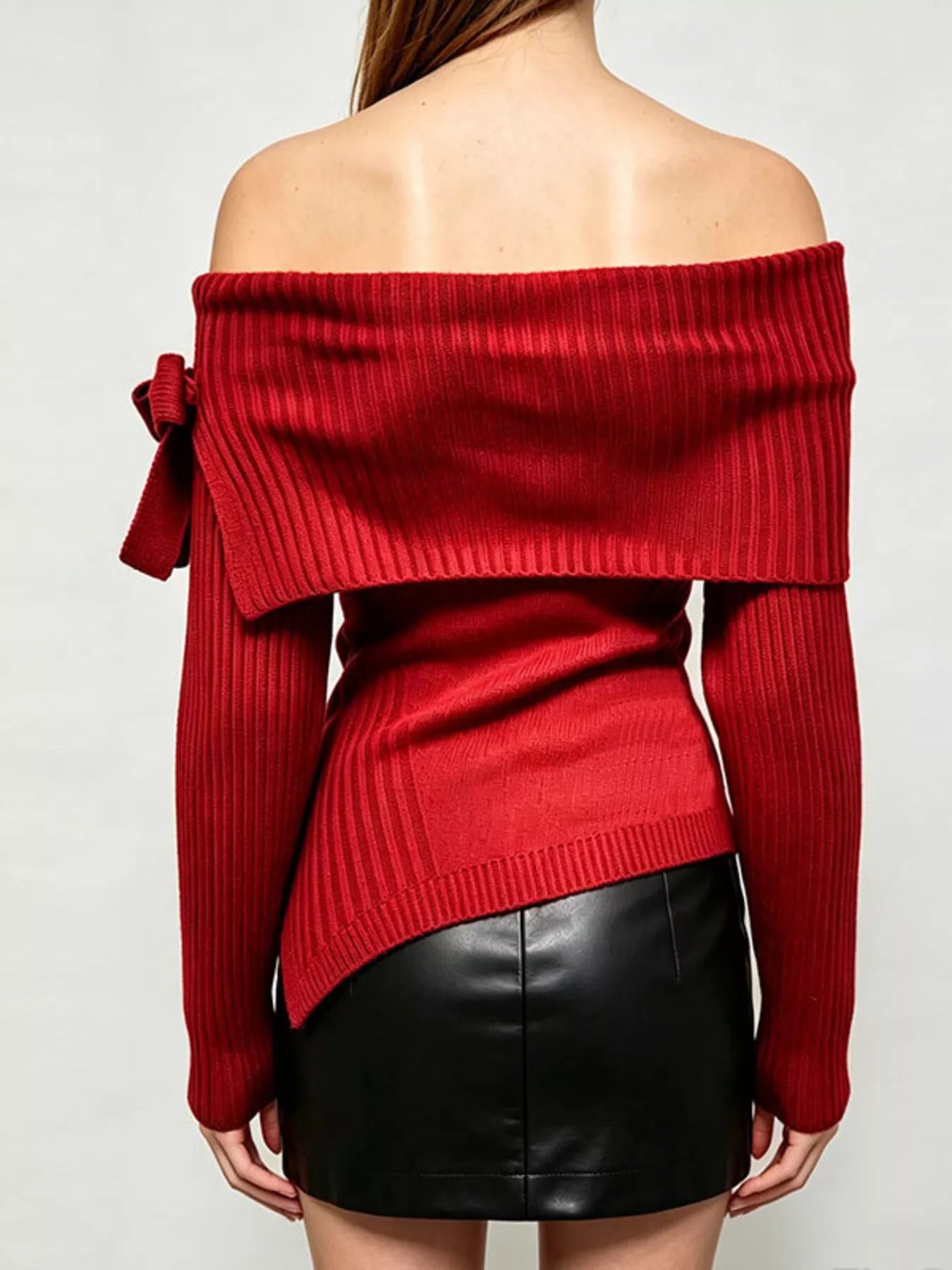 Trendsi Off-Shoulder Ribbed Knit Top -