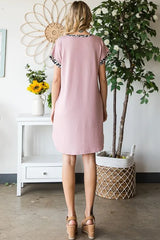 Trendsi Heimish Full Size Solid Color Block and Animal Mini Dress Plus Size - Dresses
