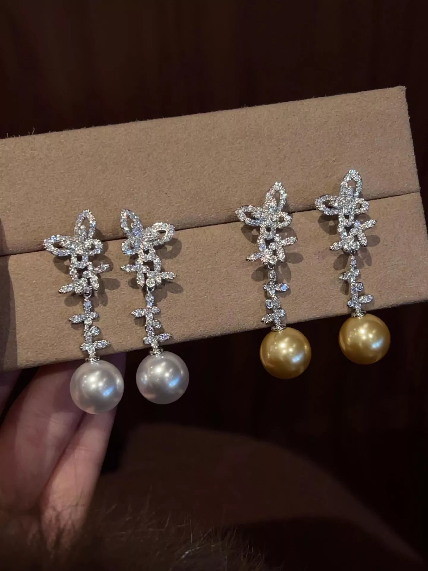 Trendsi Butterfly Pearl Drop Earrings -