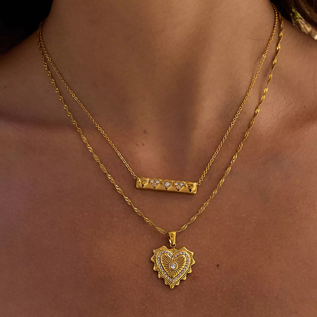Trendsi 18K Gold-Plated Zircon Pendant Necklace -