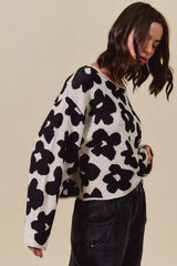 Trendsi SO ME Loose Fit Flower Lightweight Sweater Top -