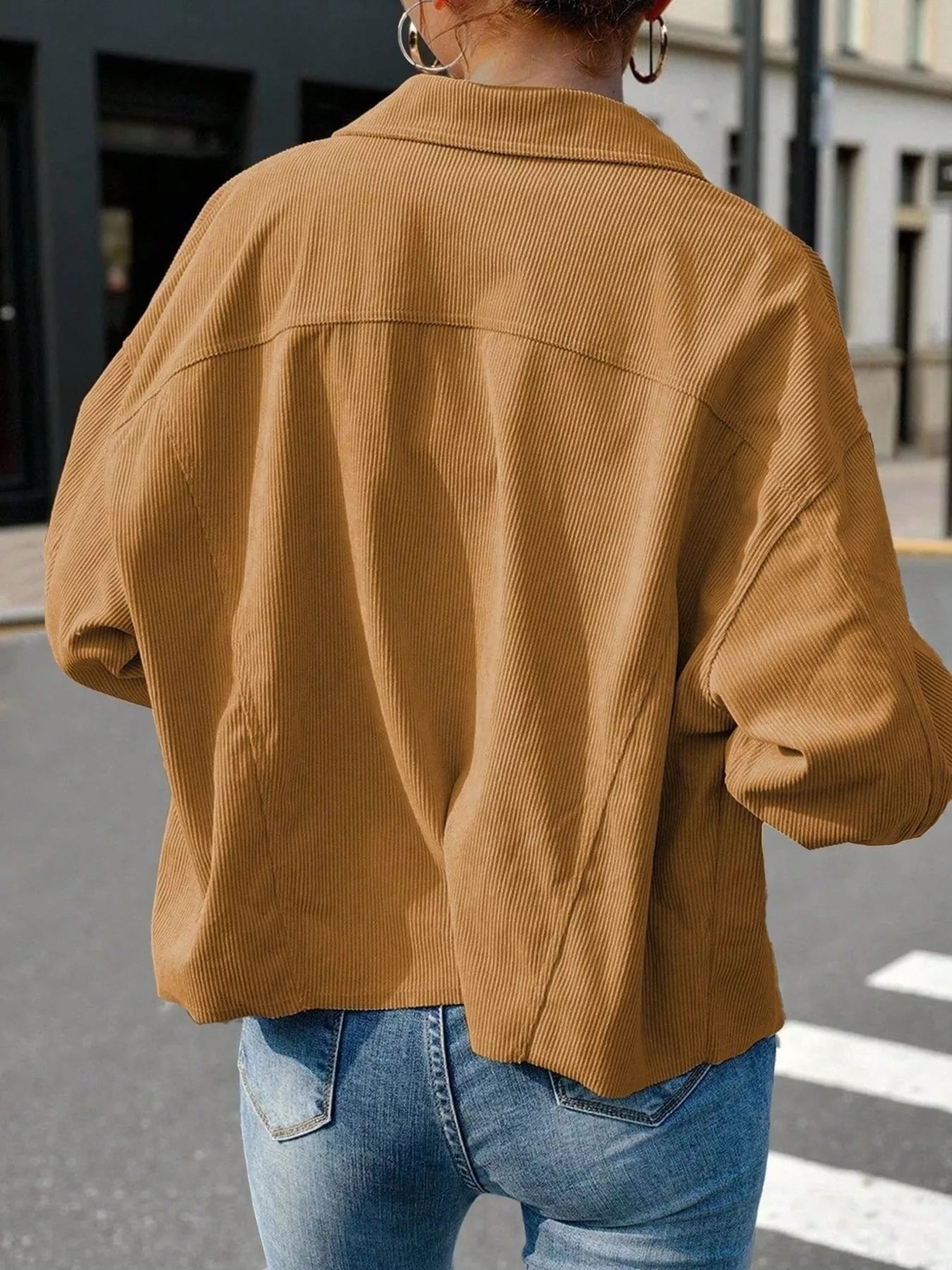 Trendsi Corduroy Button-Down Shacket -