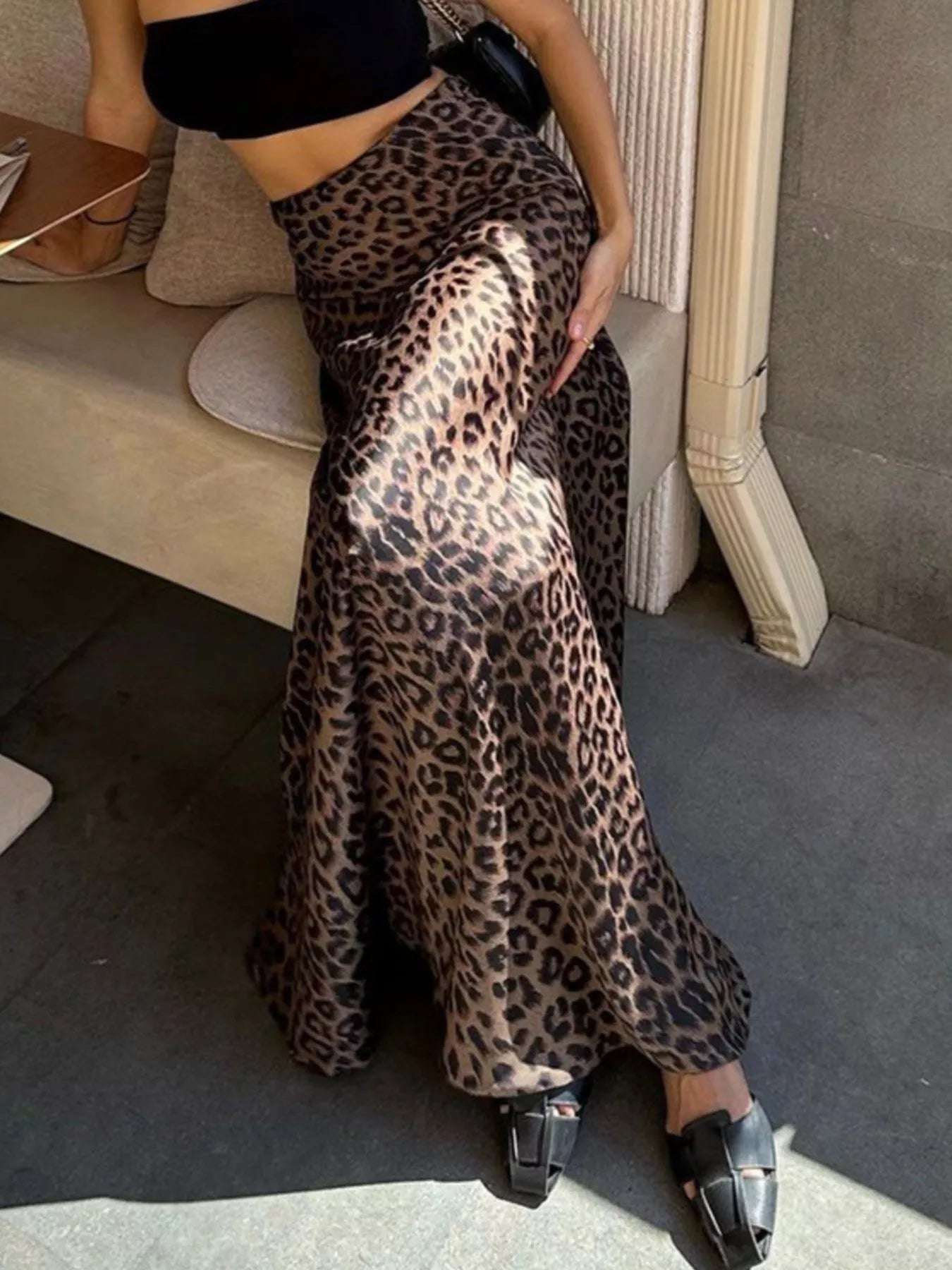 Trendsi Leopard Print Maxi Skirt -