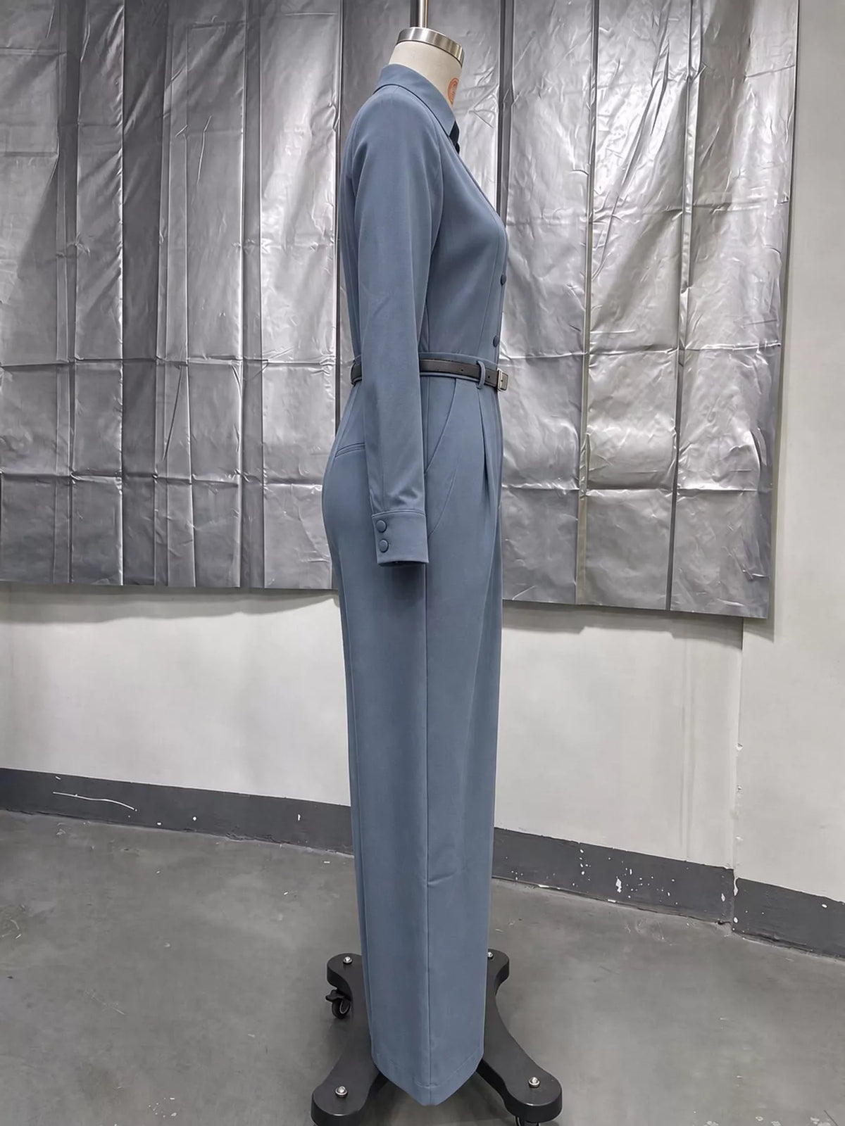 Button Front Wide-Leg Jumpsuit — side view