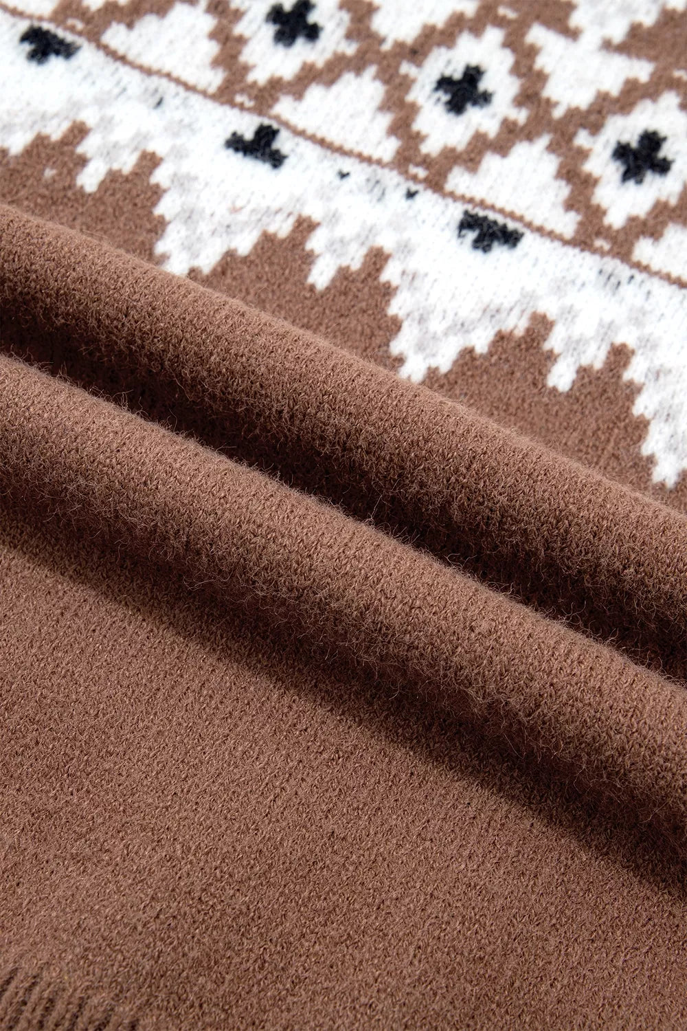 Women's Geometric Print Drop Shoulder Casual Pullover Sweater in Caramel, additional product view