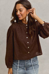 Trendsi SO ME 3d Floral Woven Long Sleeve Front Button Shirt -