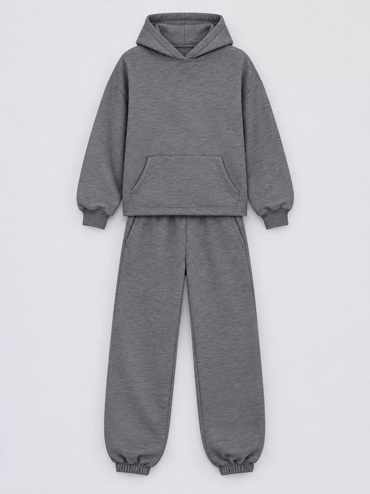 Drop Shoulder Hoodie and Jogger Sweatpants Set — garment front