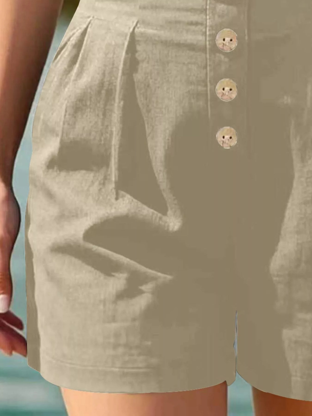 Trendsi Button Fly High Waist Shorts -
