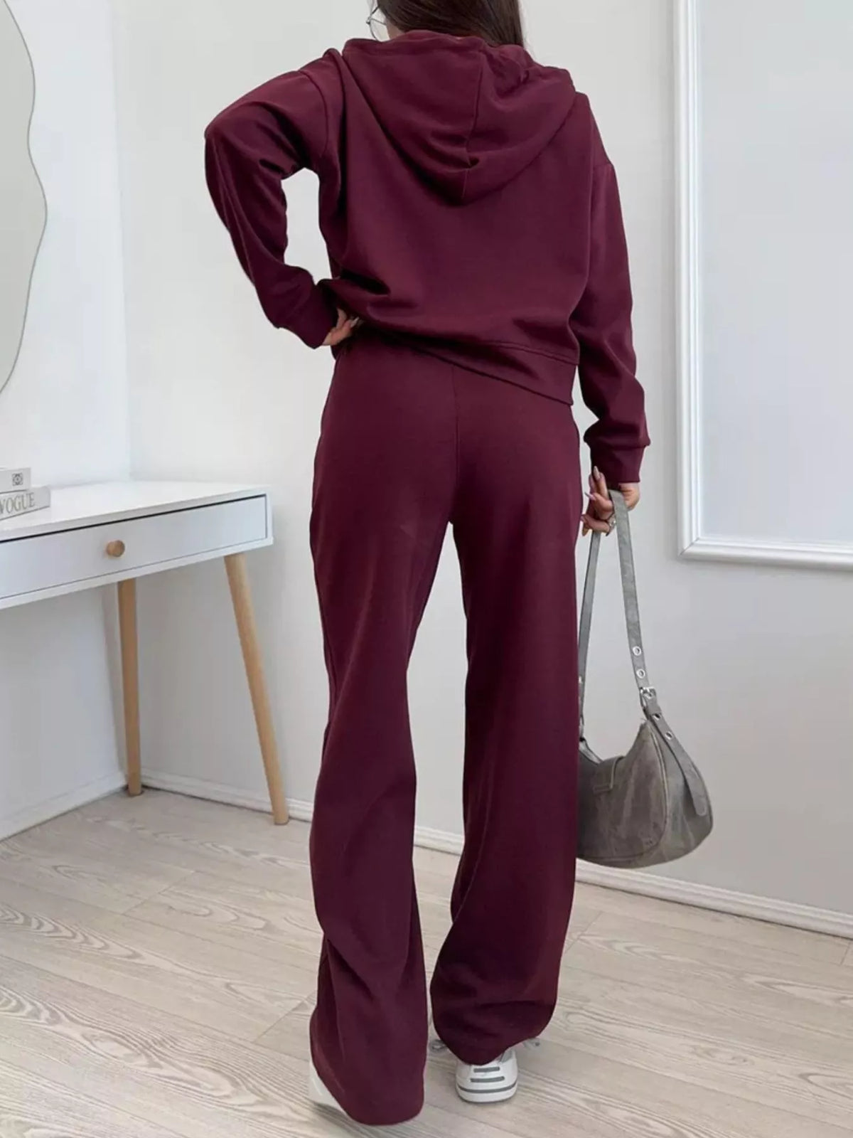 Trendsi Zip-Up Hoodie and Wide-Leg Pants Set -