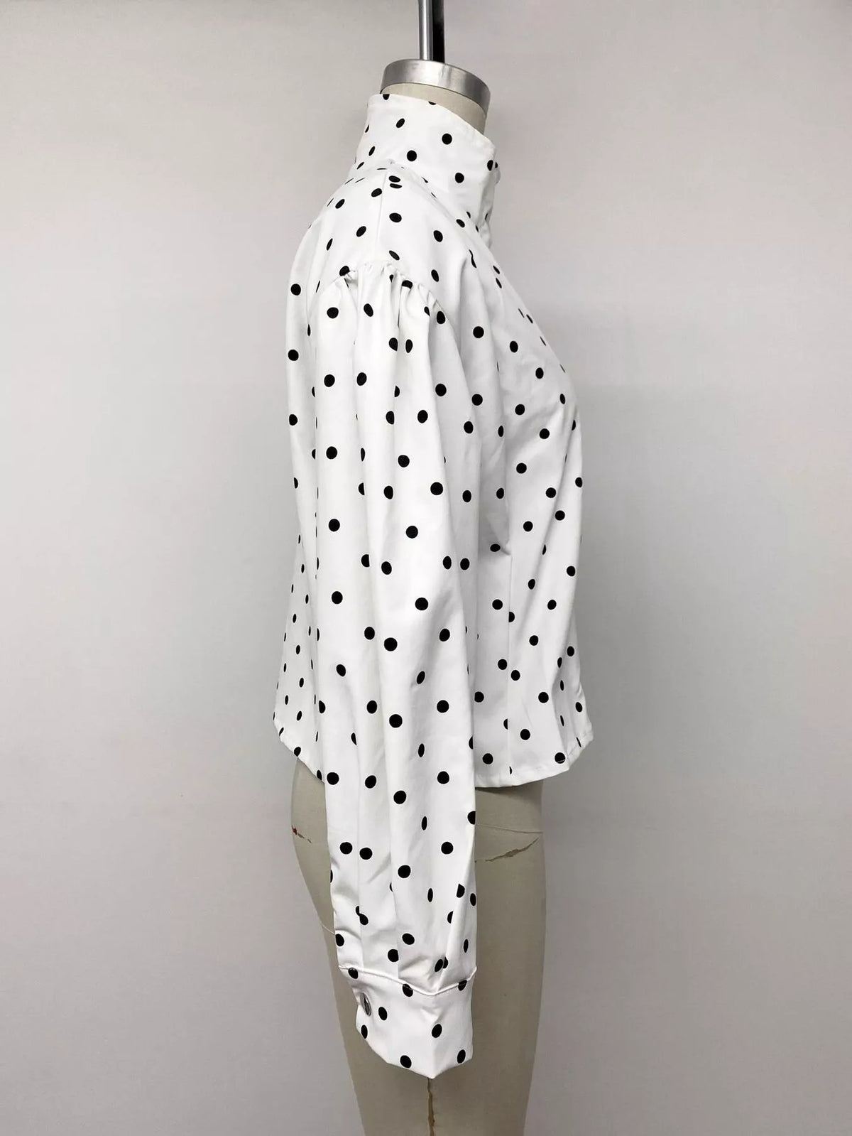 Trendsi Polka Dot Zip Up Cropped Jacket -