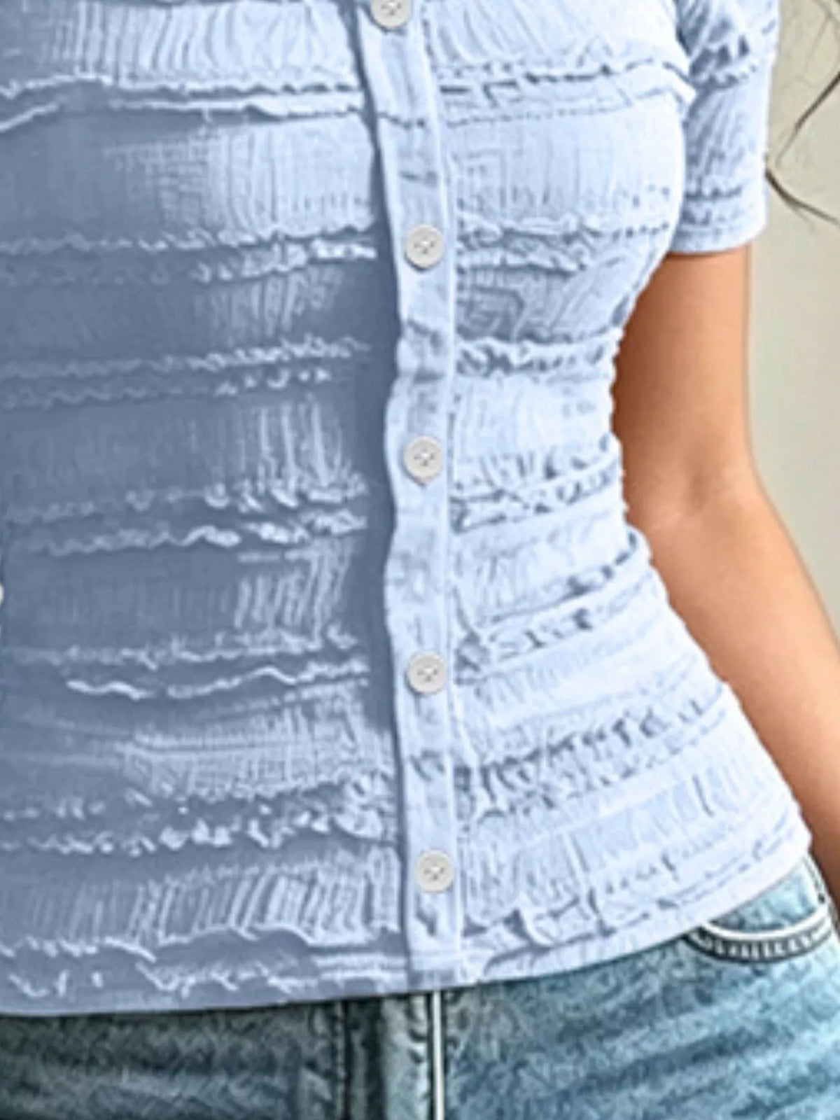 Trendsi Frill Square Neck Short Sleeve Top -