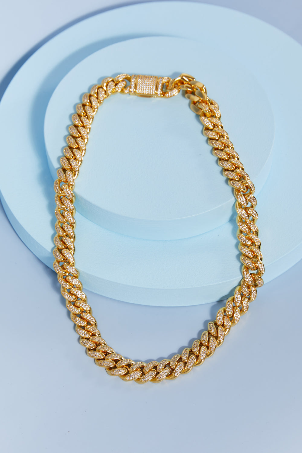 Women's Brass Curb Chain Necklace With Cubic Zirconia — product view 2