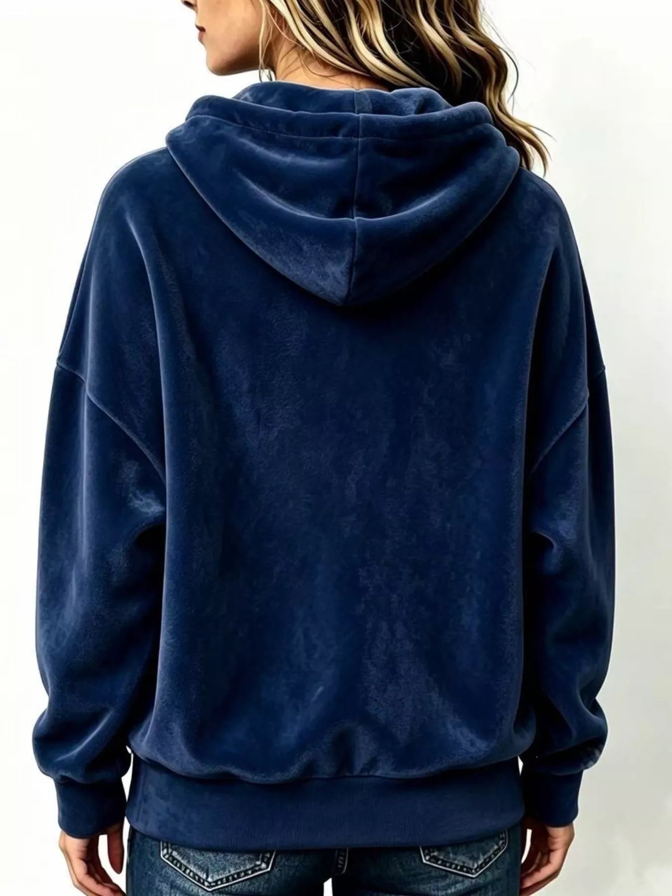 Trendsi Full Size Drawstring Velvet Long Sleeve Hoodie Plus Size -