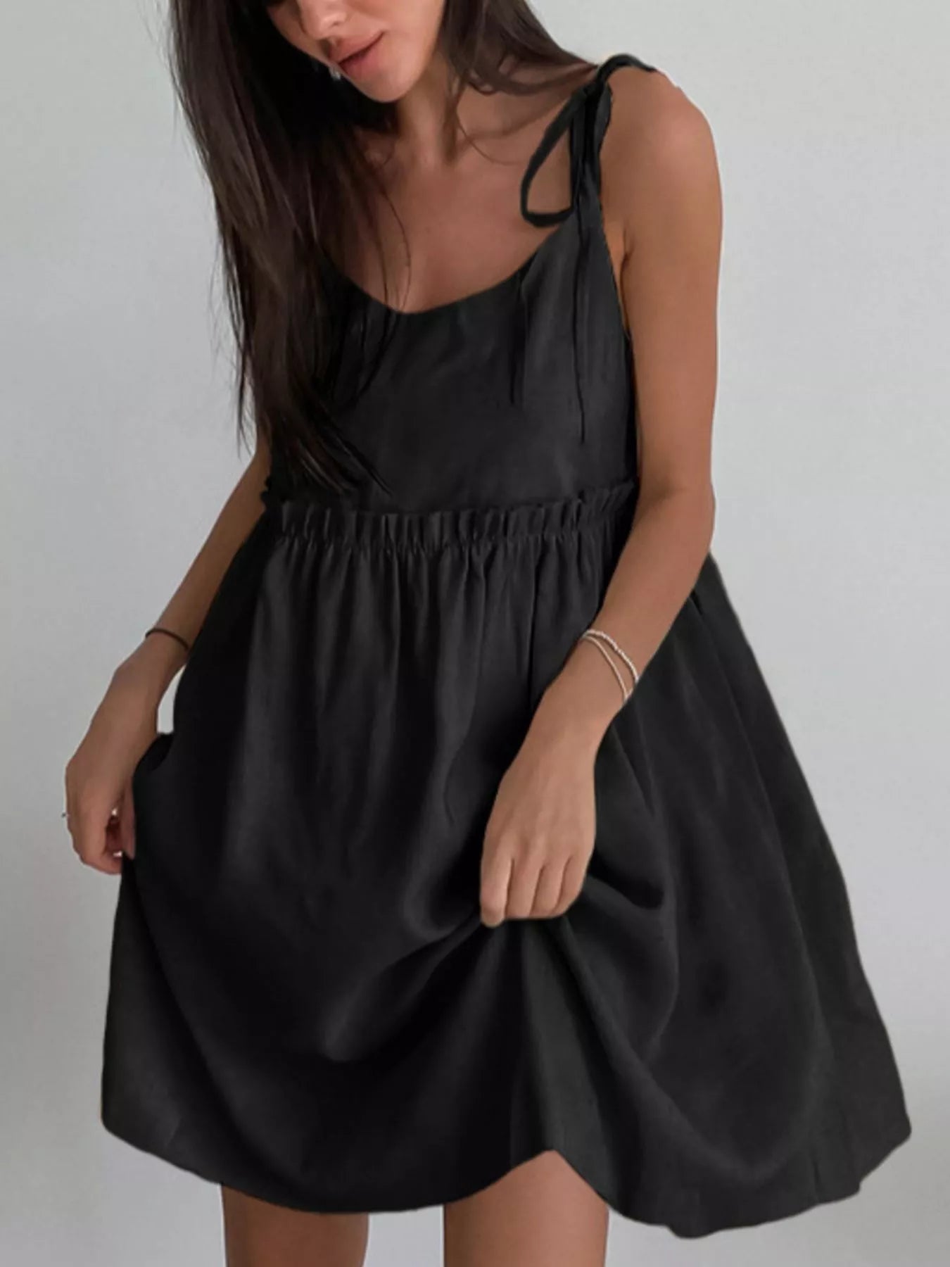 Trendsi Frill Tie Shoulder Mini Dress -