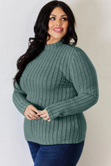 Trendsi Basic Bae Full Size Ribbed Mock Neck Long Sleeve T-Shirt -