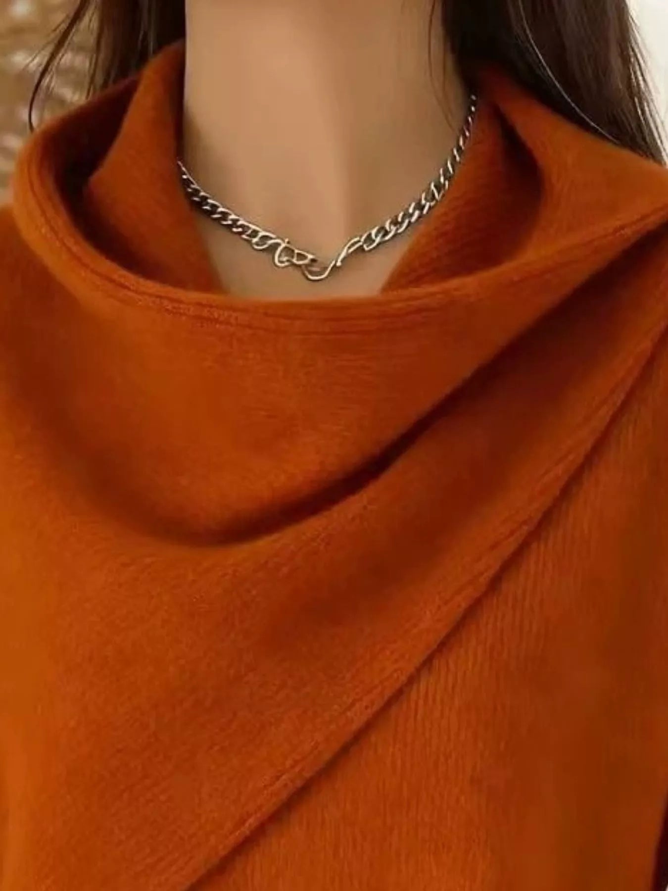Trendsi Full Size Solid Color Cowl Neck Sweater Plus Size -