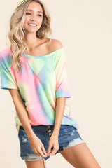 Trendsi BiBi Tie Dye French Terry Print Top -