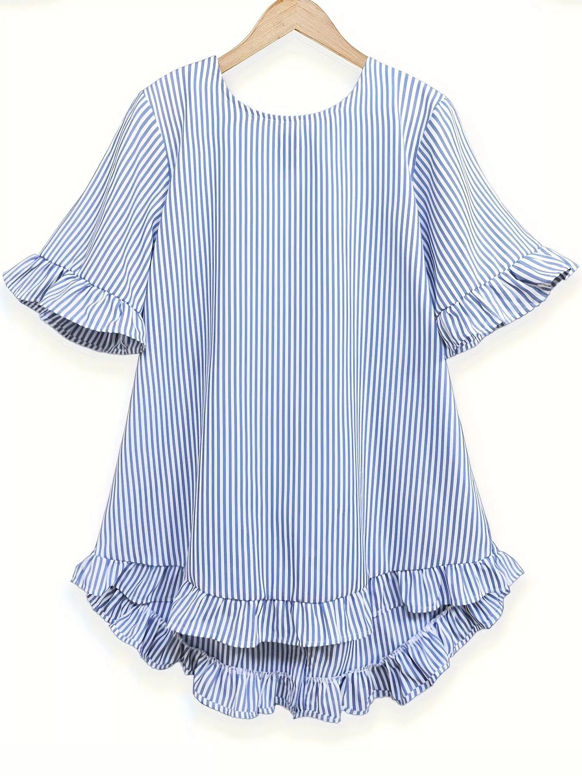 Ruffle Hem Short Sleeve Blouse — garment front