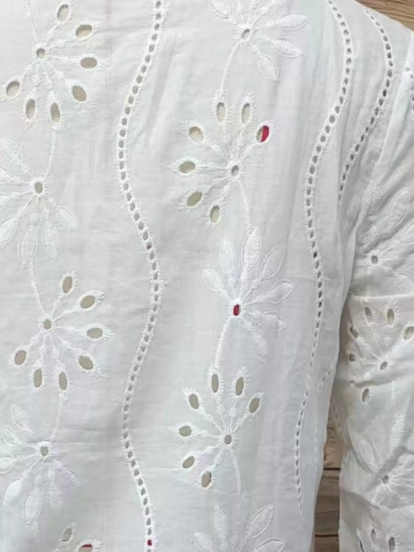 Trendsi Full Size Embroidered Eyelet Long Sleeve Blouse Plus Size -