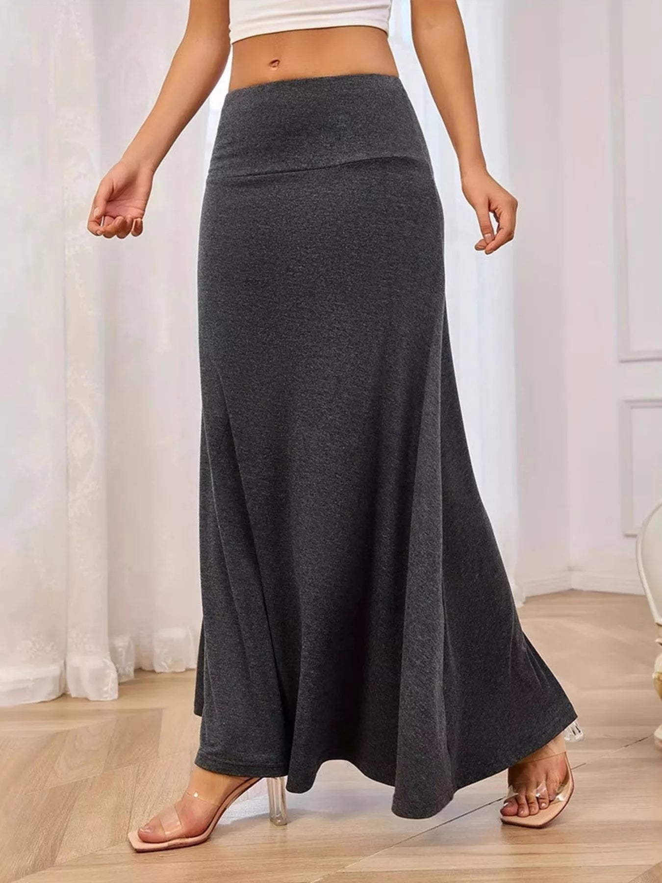 Trendsi Flowy Maxi Skirt with Wide Waistband -