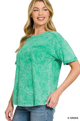 Trendsi Zenana Halo Washed Relaxed Fit Tee -