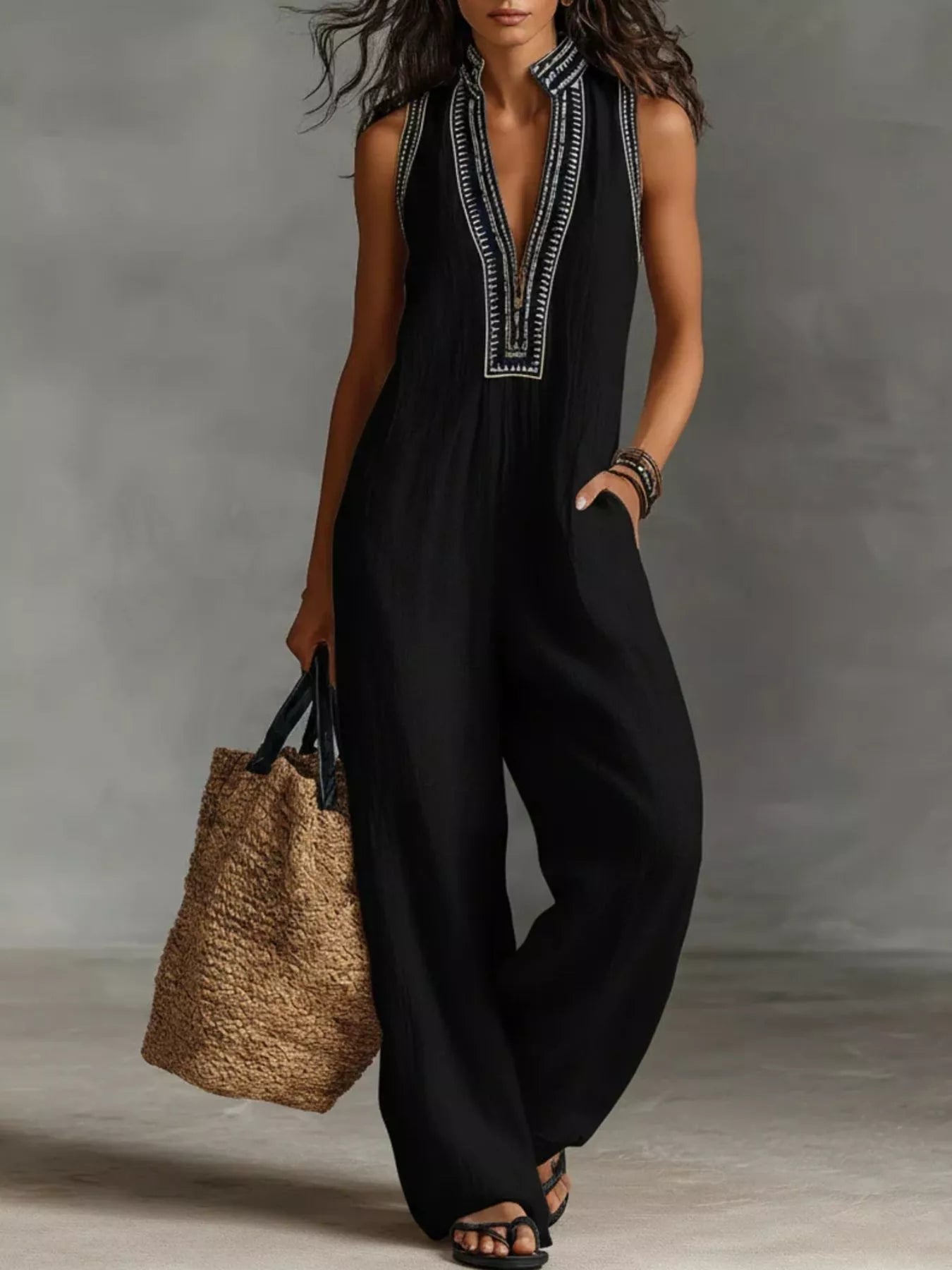 Trendsi Full Size Sleeveless Wide-Leg Jumpsuit Plus Size -