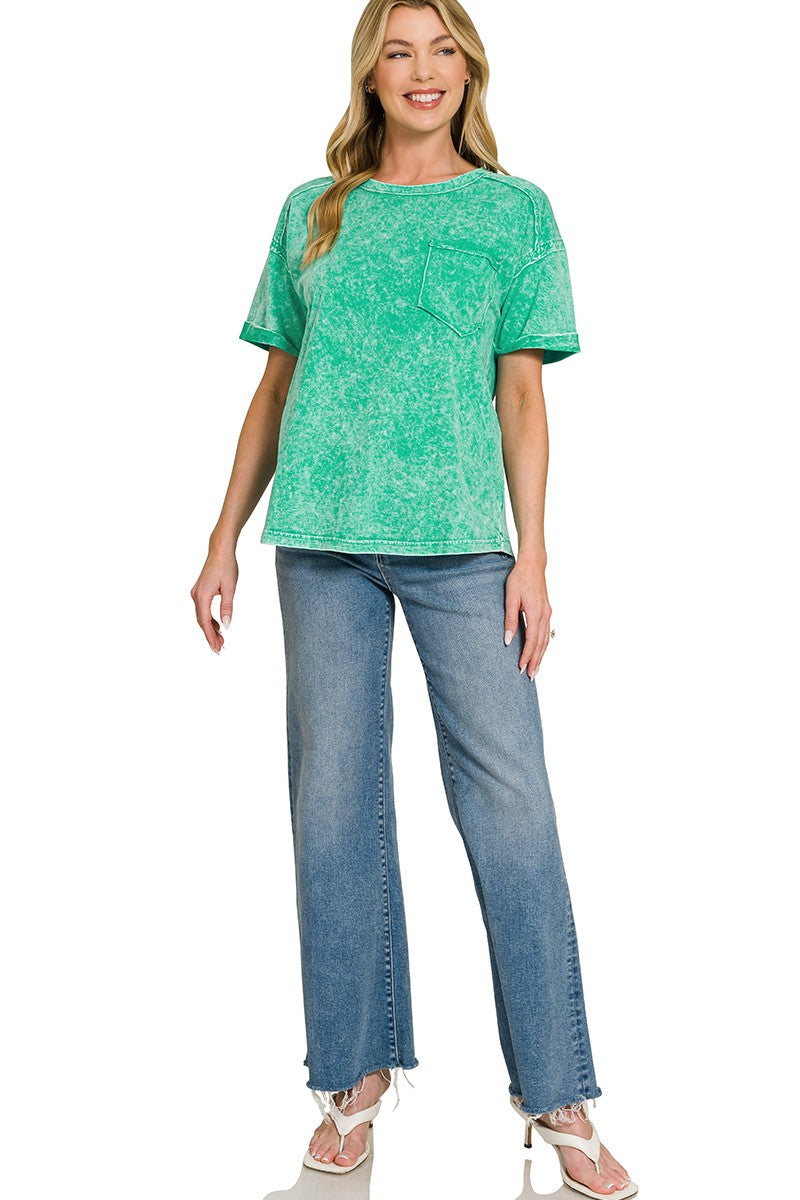 Women's 100% Cotton Washed Relaxed Fit Tee — product view 4