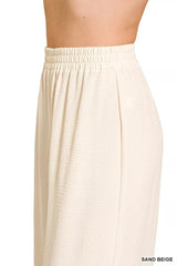 Trendsi Zenana Woven Airflow Elastic Waistband Pants -